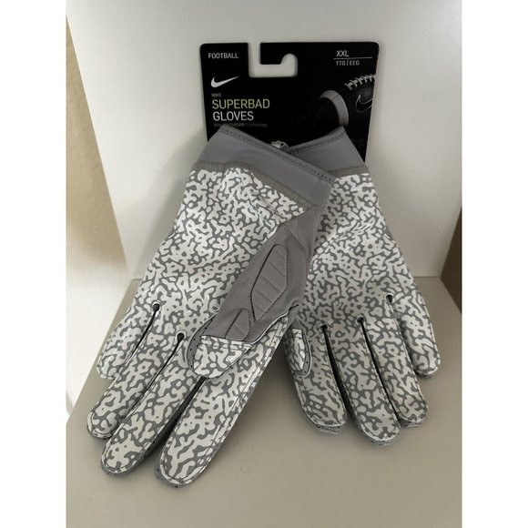 Nike Superbad 5.0 Football Gloves Wolf Grey/White CJ9339-015 Size 2XL - Picture 2 of 3